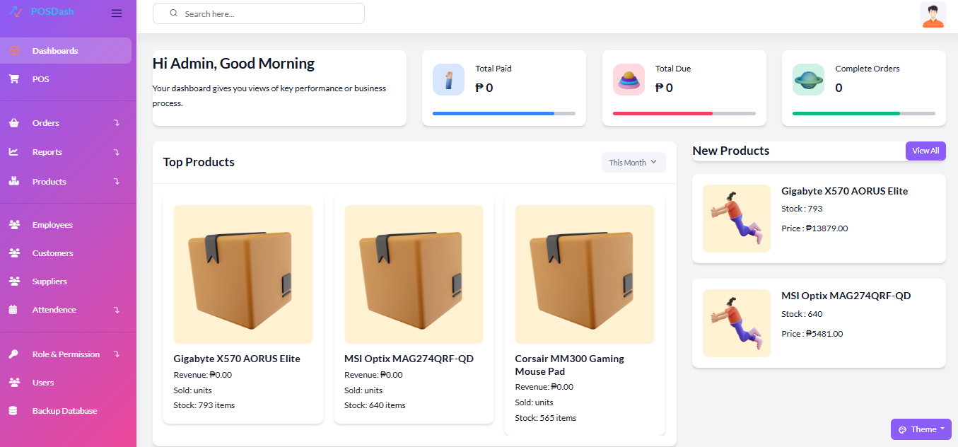 Laravel POS System Screenshot