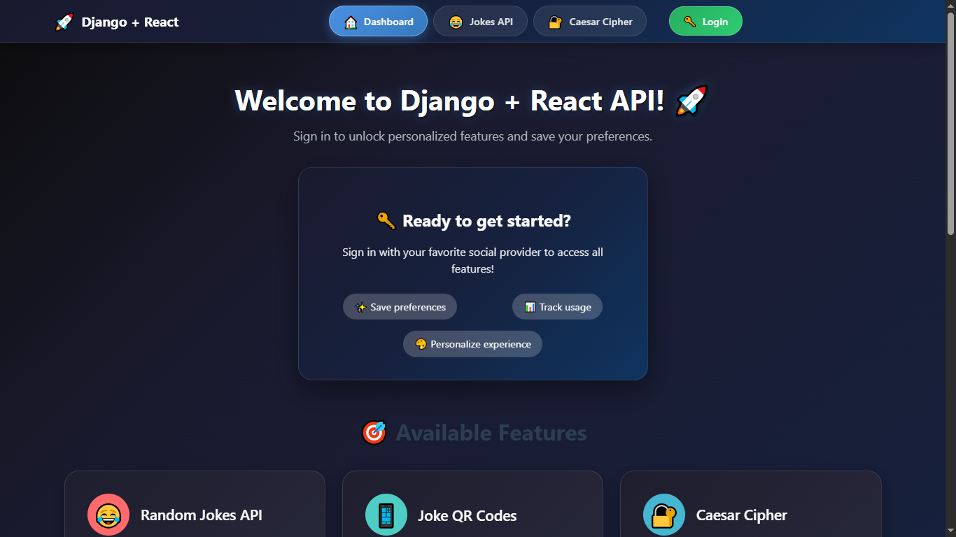 Django React OAuth Screenshot